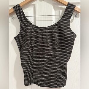 VTG Worthington Black & Grey Dotted Layering Fitted Tank Top Made in USA
